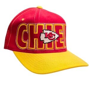 Vintage Kansas City Chiefs Starter Starfit Hat Red Yellow NFL Size 2 Fitted 90s